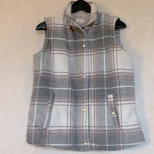 Francesca’s Flannel Sherpa Lined Vest Size Small